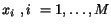 $x_{i}~,i~=1,\dots,M$