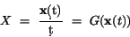 \begin{displaymath}X~=~\frac{\d{{\bf x}(t)}}{\d{t}}~=~G({\bf x}(t))\end{displaymath}