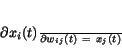 \begin{displaymath}
\frac{\partial x_{i}(t)}{\partial w_{ij}(t)}~=~x_{j}(t)
\end{displaymath}