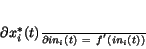 \begin{displaymath}
\frac{\partial x_{i}^{*}(t)}{\partial in_{i}(t)}~=~f^{'}(in_{i}(t))
\end{displaymath}