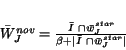 \begin{displaymath}
\bar W_{J}^{nov} = \frac
{\bar I~\cap \bar w_{J}^{star}}
{\beta + \vert \bar I~\cap \bar w_{J}^{star} \vert }
\end{displaymath}